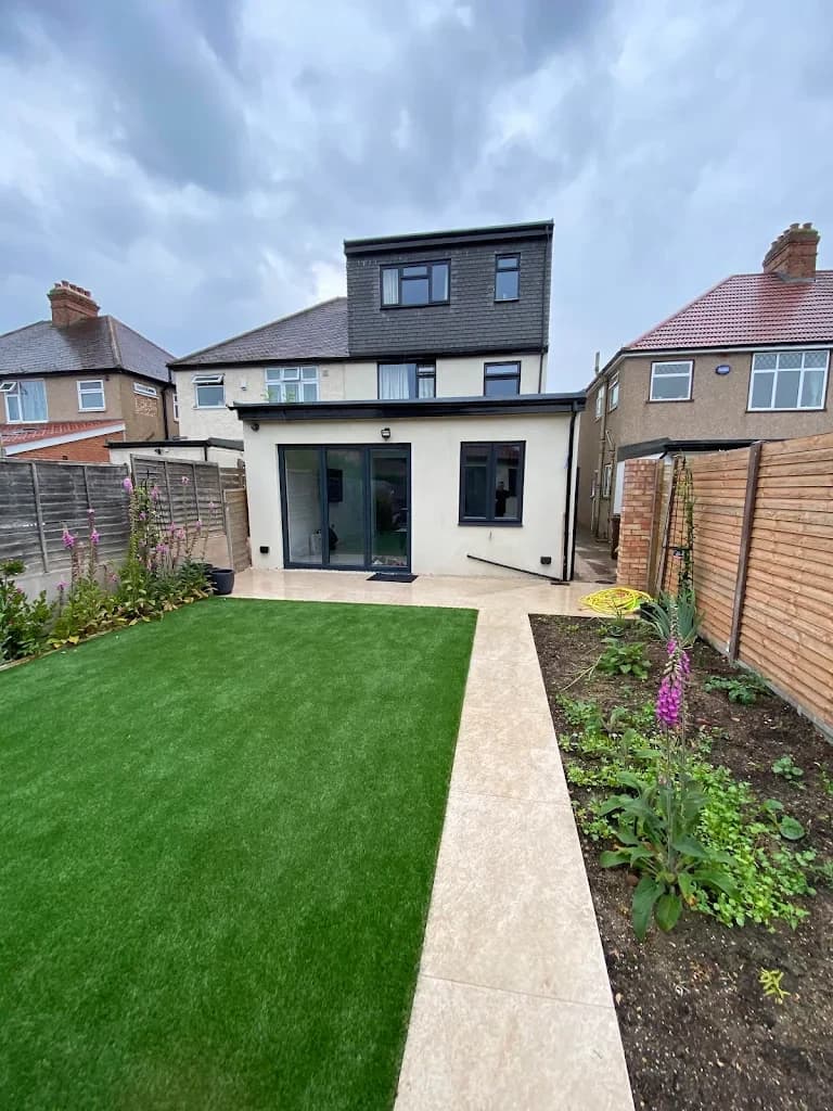 Completed side return extension with garden